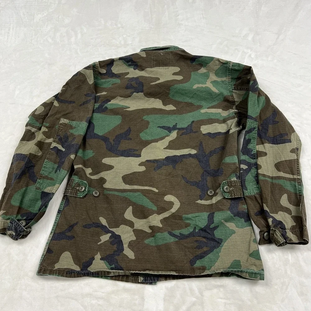 American Apparel Combat Coat Mens Small Regular Green Woodland Camo BDU Jacket